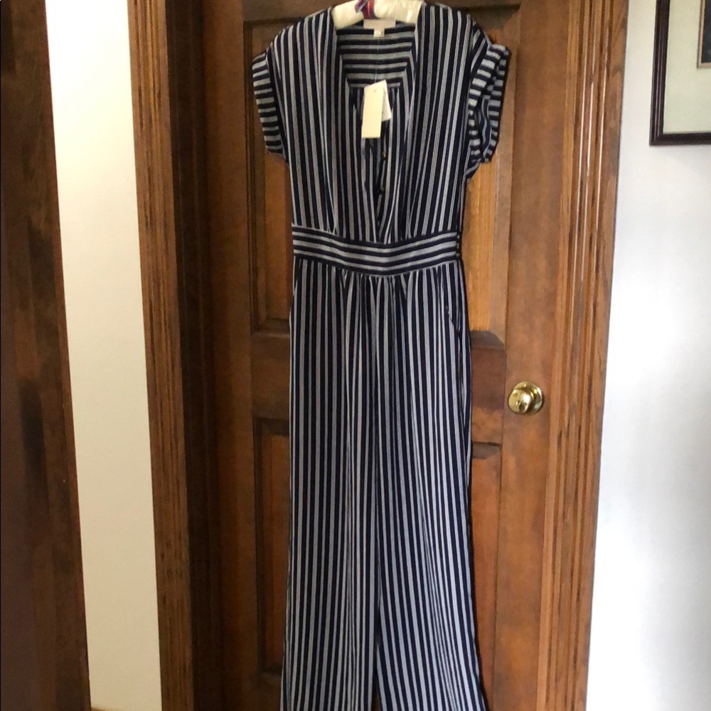 Striped Navy and White Women's Jumpsuit